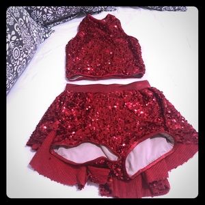 RED ULTRA SPARKLE SEQUIN DANCEWEAR.